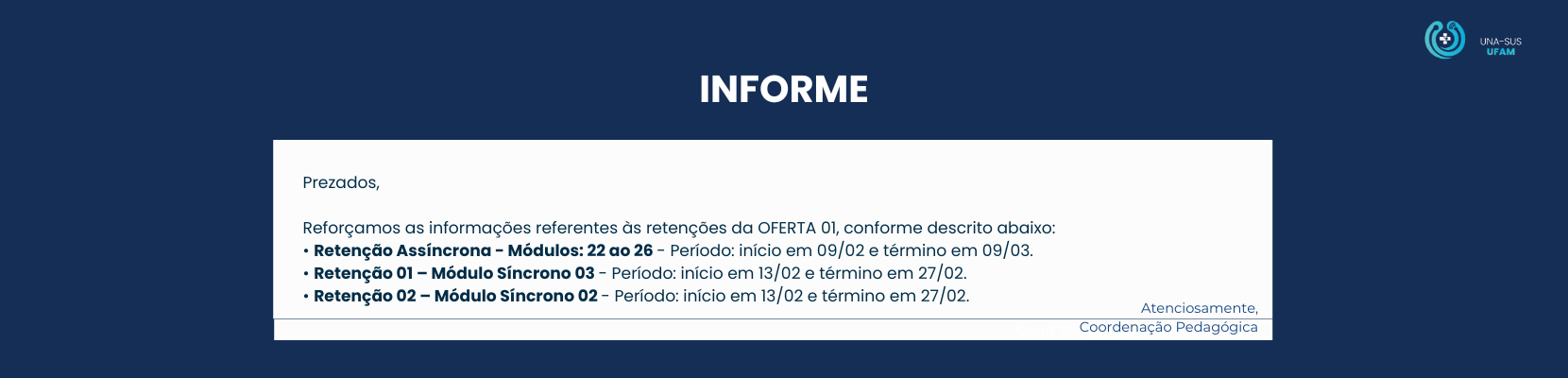 INFORME - Retenções da Oferta 01